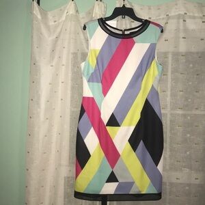 NEW WITH TAG TAHARI ASL Dress Size 12 Neon Colored Striped